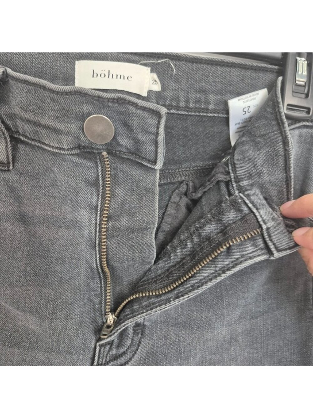 Böhme Womens High-Waisted Black Washed Straight-Leg Denim Jeans Size 25 - Picture 5 of 7